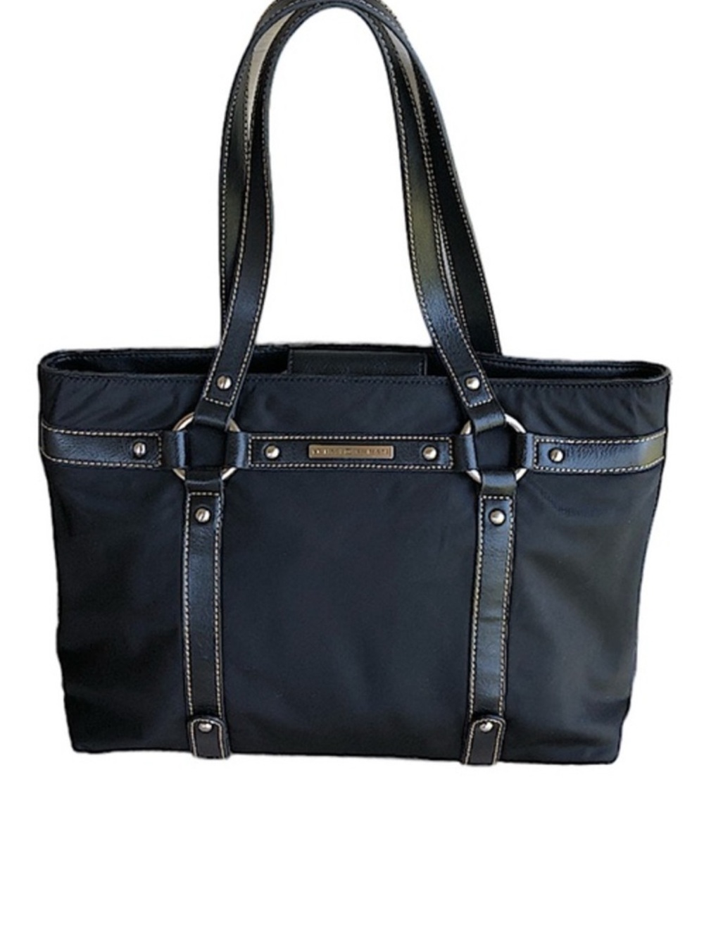 Tommy Hilfiger Leather / Nylon Black Shoulder Bag‎